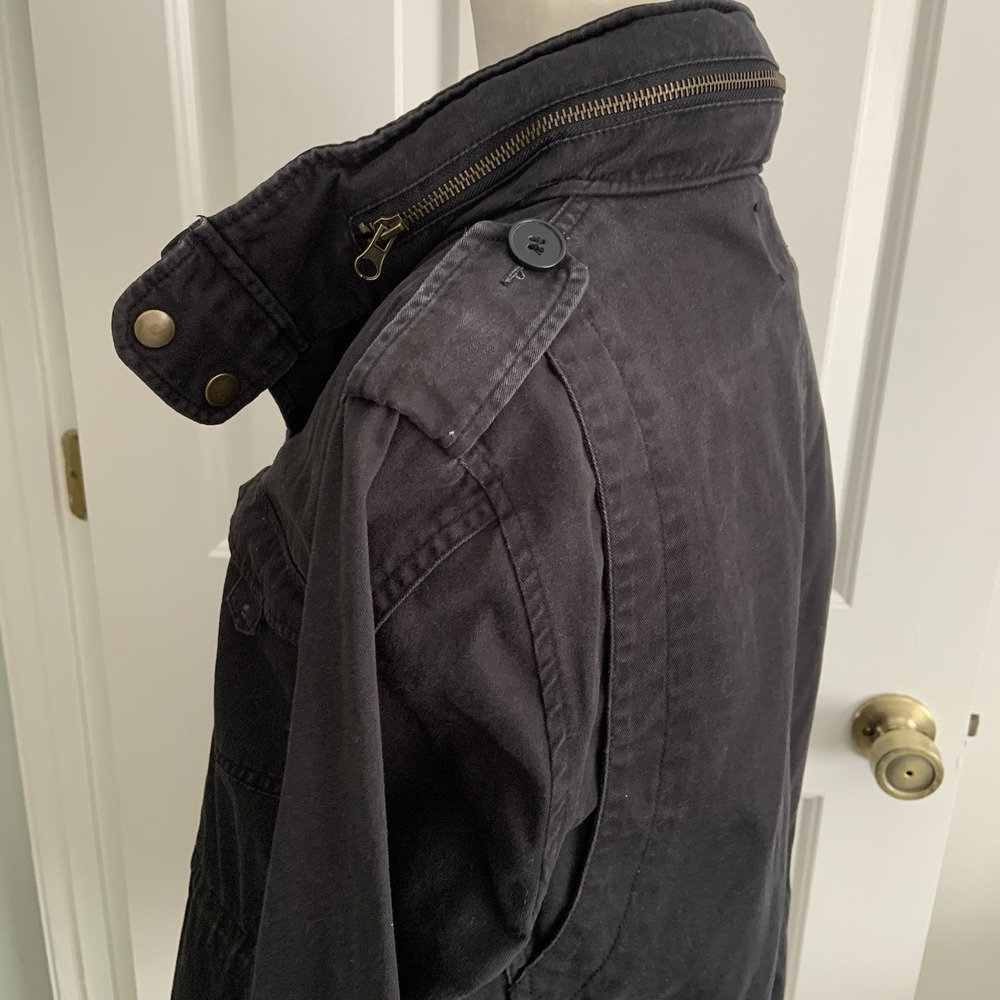 FOREVER 21 Black M65 Military Style Utility Jacket with zip in collar Women sz L